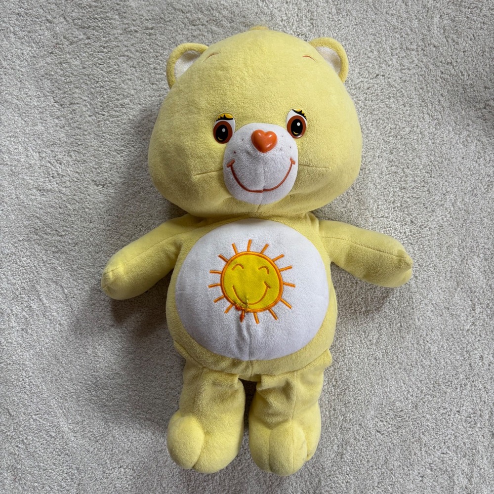 Care Bears Funshine Bear Plush 2003 Yellow Sun 24in Large Vintage Stitch Flaw